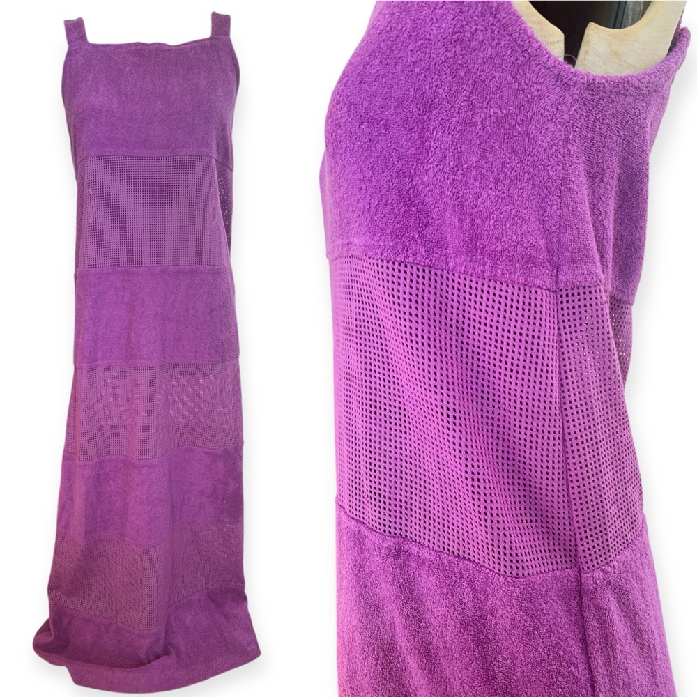 ✨✨FLASH SALE $55✨✨VTG Gertrude Davenport Terry Cloth Mesh Panel Dress Cover Up